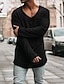 abordables T-shirts décontractés pour hommes-Homme T shirt Tee Couleur unie Col V Noir Plein Air Vacances Manches Longues Vêtement Tenue Mode Casual Confortable