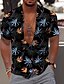 cheap Hawaiian Shirts-Men&#039;s Shirt Summer Shirt Summer Hawaiian Shirt Graphic Hawaiian Aloha Leaves Design Turndown Black-White Black Purple Green Light Grey Print Outdoor Street Short Sleeve Button-Down Print Clothing