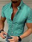cheap Men&#039;s Casual Shirts-Men&#039;s Shirt Summer Shirt Lattice Turndown Black White Red Blue Green Print Casual Short Sleeve Print Clothing Apparel Beach