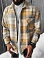 cheap Flannel Shirts-Men&#039;s Shirt Flannel Shirt Overshirt Lattice Turndown Black-White White gray Black+Red+Dark Grey Yellow Light Brown Outdoor Street Long Sleeve Clothing Apparel Fashion Casual Comfortable