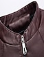 cheap Men&#039;s Jackets &amp; Coats-Men&#039;s Fleece Jacket Faux Leather Jacket Warm Daily Wear Going out Office &amp; Career Zipper Standing Collar Stylish Warm Ups Comfort Jacket Outerwear Solid / Plain Color Pocket Front Zip Black Red Coffee