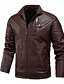 cheap Men’s Furs &amp; Leathers-Men&#039;s Faux Leather Jacket Regular Solid Colored Daily Light Brown Khaki Brown Black