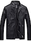 cheap Men&#039;s Jackets &amp; Coats-Men&#039;s Fleece Jacket Faux Leather Jacket Warm Daily Wear Going out Office &amp; Career Zipper Standing Collar Stylish Warm Ups Comfort Jacket Outerwear Solid / Plain Color Pocket Front Zip Black Red Coffee