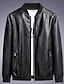 cheap Men&#039;s Jackets &amp; Coats-Men&#039;s Winter Jacket Winter Coat Faux Leather Jacket Durable Daily Wear Vacation To-Go Zipper Standing Collar Comfort Leisure Jacket Outerwear Solid / Plain Color Pocket Red Coffee Black