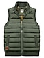 cheap Gilets-Men&#039;s Vest Warm Breathable Soft Daily Wear Going out Festival Zipper Standing Collar Basic Business Casual Jacket Outerwear Solid Colored Pocket Black khaki Military Green