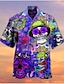 preiswerte Hawaiihemden-Herren Hemd Sommerhemd Hawaiihemd Sommerhemd Graphic Totenkopf Motiv Umlegekragen Rote Blau Purpur Grün Print Outdoor Strasse Kurzarm Button-Down Bekleidung Hawaiianisch Designer Brautkleider