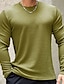 preiswerte Lässige T-Shirts für Herren-Herren T Shirt Tee Glatt Rundhalsausschnitt Outdoor Freizeitskleidung Langarm Strick Bekleidung Casual Komfort