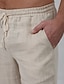cheap Linen Pants-Men&#039;s Linen Pants Trousers Summer Pants Beach Pants Drawstring Elastic Waist Straight Leg Plain Comfort Outdoor Casual Daily Linen / Cotton Blend Basic Streetwear Navy Blue Green