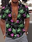 cheap Hawaiian Shirts-Men&#039;s Shirt Summer Shirt Summer Hawaiian Shirt Graphic Hawaiian Aloha Leaves Design Turndown Black-White Black Purple Green Light Grey Print Outdoor Street Short Sleeve Button-Down Print Clothing
