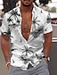 cheap Hawaiian Shirts-Men&#039;s Shirt Summer Hawaiian Shirt Coconut Tree Aloha Turndown Light Pink Black-White White Light Green Navy Blue Print Outdoor Street Short Sleeve Button-Down Print Clothing Apparel Fashion Hawaiian