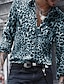 cheap Men&#039;s Casual Shirts-Men&#039;s Shirt Graphic Leopard Turndown Light Pink Blue Brown Green Gray Print Street Casual Long Sleeve Button-Down Clothing Apparel Designer Breathable Comfortable