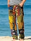 abordables pantalones estampados-Hombre Pantalones Pantalones de verano Pantalones de playa Correa Cintura elástica Impresión 3D Bloque de color Estampados Comodidad Casual Diario Festivos Ropa de calle Hawaiano Amarillo Naranja