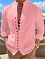 abordables camisas casuales de los hombres-Hombre Camisa Abotonar la camisa Camisa casual Negro Blanco Rosa Azul Piscina Naranja Manga Larga Plano Cuello Diario Vacaciones Ropa Moda Casual Cómodo