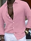 abordables camisas casuales de los hombres-Hombre Camisa camisa de lino Camisa de verano Camisa de playa Negro Blanco Rosa Manga Larga Plano Diseño Primavera verano Hawaiano Festivos Ropa Básico