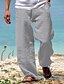 cheap Linen Pants-Men&#039;s Linen Pants Trousers Chinos Elastic Drawstring Design Fashion Streetwear Casual Daily Cotton And Linen Breathable Soft Outdoor Solid Color Black White Light Green S M L