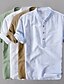 cheap Men&#039;s Linen Shirts-Men&#039;s Linen Shirt Casual Shirt Summer Shirt Beach Shirt Henley Shirt Black White Yellow Short Sleeve Plain Henley Spring &amp; Summer Outdoor Holiday Clothing Apparel