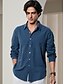 cheap Men&#039;s Casual Shirts-Men&#039;s Linen Shirt Shirt Solid Color Collar Turndown White Pink Navy Blue Blue Brown Casual Daily Long Sleeve Button-Down Clothing Apparel Fashion Daily Lightweight Chic &amp; Modern