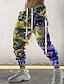 abordables pantalons de survêtement graphiques-Homme Joggings Pantalon Jogger Pantalon Cordon Taille elastique Impression 3D Abstrait Imprimés Photos Confort Sport extérieur Casual du quotidien Mélange de Coton Vêtement de rue Design Jaune Bleu