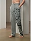 cheap Linen Pants-Men&#039;s Linen Pants Trousers Beach Pants Drawstring Elastic Waist 3D Print Animal Lion Graphic Prints Comfort Casual Daily Holiday 20% Linen Linen Cotton Blend Streetwear Hawaiian Blue Green
