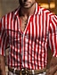cheap Dress Shirts-Men&#039;s Shirt Dress Shirt Button Up Shirt Black White Red Long Sleeve Stripes Lapel Spring &amp;  Fall Office &amp; Career Wedding Party Clothing Apparel