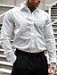cheap Men&#039;s Casual Shirts-Men&#039;s Shirt Button Up Shirt Casual Shirt White Long Sleeve Plain Lapel Daily Vacation Front Pocket Clothing Apparel Fashion Casual Comfortable