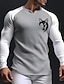 cheap Men&#039;s Graphic Tshirt-Graphic Color Block Wolf Daily Classic Casual Men&#039;s 3D Print T shirt Tee Waffle Shirt Raglan T Shirt Sports Outdoor Holiday Going out T shirt Black White Light Grey Long Sleeve V Neck Shirt Spring