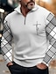 cheap Graphic Polo-Plaid Faith Men&#039;s Business Print 3D Zip Polo Golf Polo Outdoor Casual Daily Streetwear Polyester Long Sleeve Zip Polo Shirts Black White Fall &amp; Winter S M L Micro-elastic Lapel Polo