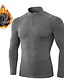 cheap Men&#039;s Active Tees &amp; Tanks-Men&#039;s T shirt Tee Gym Shirt Compression Shirt Training Shirt Men Tops Standing Collar Long Sleeve Street Vacation Going out Casual Daily High Stretch Moisture Wicking Breathable Zipper Plain Wine Red