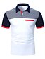 cheap Classic Polo-Men&#039;s Polo Shirt Button Up Polos Casual Sports Lapel Short Sleeve Fashion Basic Stripes Patchwork Pocket Summer Regular Fit Black White Polo Shirt