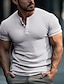 cheap Men&#039;s Casual T-shirts-Men&#039;s Henley Shirt Men Ribbed Knit Collar Tee Tee Top Plain Pit Strip Henley Street Vacation Short Sleeves Clothing Apparel Fashion Designer Basic