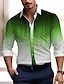 cheap Men&#039;s Printed Shirts-Color Gradient Casual Men&#039;s Shirt Daily Wear Going out Spring &amp; Summer Turndown Long Sleeve Blue, Purple, Green S, M, L 4-Way Stretch Fabric Shirt