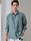cheap Men&#039;s Printed Shirts-Symbol Casual Men&#039;s Shirt Daily Wear Going out Spring &amp; Summer Turndown Long Sleeve Navy Blue, Blue, Green S, M, L 4-Way Stretch Fabric Shirt