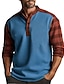 cheap Men&#039;s Graphic Tshirt-Graphic Plaid Color Block Fashion Daily Casual Men&#039;s 3D Print Henley Shirt Casual Holiday Going out T shirt Blue Brown Green Long Sleeve Henley Shirt Spring &amp;  Fall Clothing Apparel S M L XL XXL 3XL