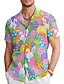 cheap Men&#039;s Printed Shirts-Rabbit Bunny Egg Casual Men&#039;s Shirt Daily Wear Going out Weekend Summer Turndown Short Sleeves Blue, Purple, Green S, M, L 4-Way Stretch Fabric Shirt Easter