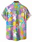 cheap Men&#039;s Printed Shirts-Rabbit Bunny Egg Casual Men&#039;s Shirt Daily Wear Going out Weekend Summer Turndown Short Sleeves Blue, Purple, Green S, M, L 4-Way Stretch Fabric Shirt Easter