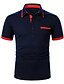 cheap Classic Polo-Men&#039;s Polo Shirt Button Up Polos Casual Holiday Lapel Short Sleeve Fashion Basic Color Block Patchwork Pocket Summer Regular Fit Black Navy Blue Polo Shirt