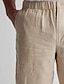 cheap Men&#039;s Shorts-Men&#039;s Shorts Linen Shorts Summer Shorts Button Pocket Elastic Waist Plain Comfort Breathable Outdoor Daily Going out Linen Cotton Blend Fashion Casual Black Khaki