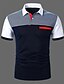 cheap Classic Polo-Men&#039;s Polo Shirt Button Up Polos Casual Sports Lapel Short Sleeve Fashion Basic Stripes Patchwork Pocket Summer Regular Fit Black White Polo Shirt