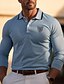 cheap Classic Polo-Men&#039;s Polo Shirt Button Up Polos Casual Sports Lapel Long Sleeve Fashion Basic Plain Embroidered Button Spring &amp;  Fall Regular Fit Blue Polo Shirt
