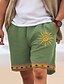 cheap Men&#039;s Shorts-Men&#039;s Cotton Linen Shorts Summer Shorts Beach Shorts Print Drawstring Elastic Waist Sun Comfort Breathable Short Outdoor Holiday Going out Cotton Blend Ethnic Style Casual White Pink