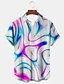 cheap Men&#039;s Printed Shirts-Optical Illusion Abstract Men&#039;s Shirt Daily Wear Going out Weekend Autumn / Fall Turndown Short Sleeves White, Blue S, M, L 4-Way Stretch Fabric Shirt