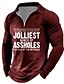 cheap Graphic Polo-Letter Men&#039;s Casual Print 3D Zip Polo Outdoor Casual Daily Streetwear Polyester Long Sleeve Turndown Zip Polo Shirts Black Wine Spring &amp; Summer S M L Micro-elastic Lapel Polo