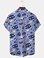 cheap Men&#039;s Printed Shirts-Valentine&#039;s Day Skull Casual Hippie Men&#039;s Shirt Daily Wear Going out Weekend Autumn / Fall Turndown Short Sleeves Pink, Purple, Gray S, M, L 4-Way Stretch