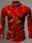 cheap Men&#039;s Printed Shirts-Crack Abstract Men&#039;s Shirt Daily Wear Going out Spring &amp; Summer Turndown Long Sleeve Yellow, Burgundy S, M, L 4-Way Stretch Fabric Shirt