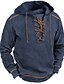 cheap Basic Hoodie Sweatshirts-Men&#039;s Sweatshirt Navy Blue Hooded Plain Lace up Patchwork Sports &amp; Outdoor Daily Holiday Streetwear Basic Casual Spring &amp;  Fall Clothing Apparel Hoodies Sweatshirts