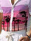 cheap Hawaiian Shirts-Color Block Palm Tree Casual Men&#039;s Shirt Outdoor Street Casual Daily Summer Cuban Collar Short Sleeve Pink Blue Purple S M L Shirt