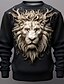 cheap Graphic Hoodies-Graphic Lion Men&#039;s Fashion 3D Print Golf Pullover Sweatshirt Holiday Vacation Going out Sweatshirts Red Green Long Sleeve Crew Neck Print Spring &amp;  Fall Designer Hoodie Sweatshirt