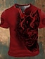 cheap Men&#039;s Graphic Tshirt-Graphic Wolf Fashion Retro Vintage Classic Men&#039;s 3D Print T shirt Tee Henley Shirt Sports Outdoor Holiday Going out T shirt White Red Brown Short Sleeve Henley Shirt Spring &amp; Summer Clothing Apparel