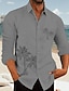 cheap Men&#039;s Printed Shirts-Palm Tree Casual Men&#039;s Shirt Linen Shirt Outdoor Daily Vacation Spring &amp;  Fall Lapel Long Sleeve White, Blue, Gray S, M, L Polyester Shirt
