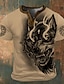 cheap Men&#039;s Graphic Tshirt-Graphic Wolf Fashion Retro Vintage Classic Men&#039;s 3D Print T shirt Tee Henley Shirt Sports Outdoor Holiday Going out T shirt White Red Brown Short Sleeve Henley Shirt Spring &amp; Summer Clothing Apparel